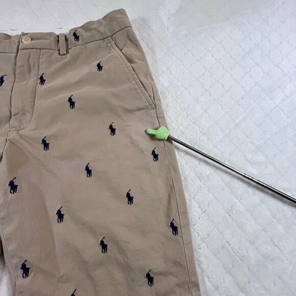 Polo Ralph Lauren All Over Pony logo Chino Shorts Mens 30 Khaki Classic Fit 9” - Picture 6 of 10
